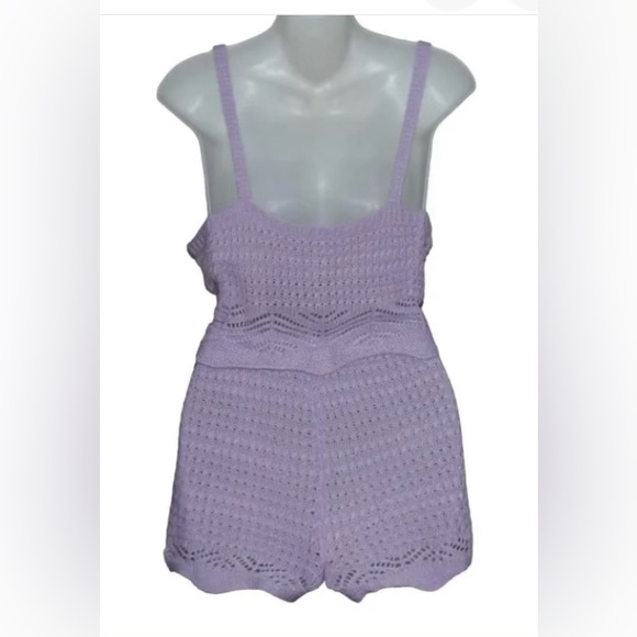 Jolie & Joy Top Shorts Set Jr Large Purple Crochet outfit sleeveless tank - Picture 2 of 2
